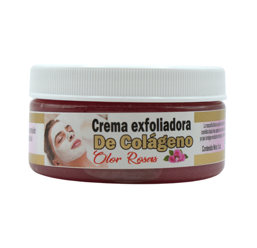 crema exfoliante de Colageno olor rosas (3PC)