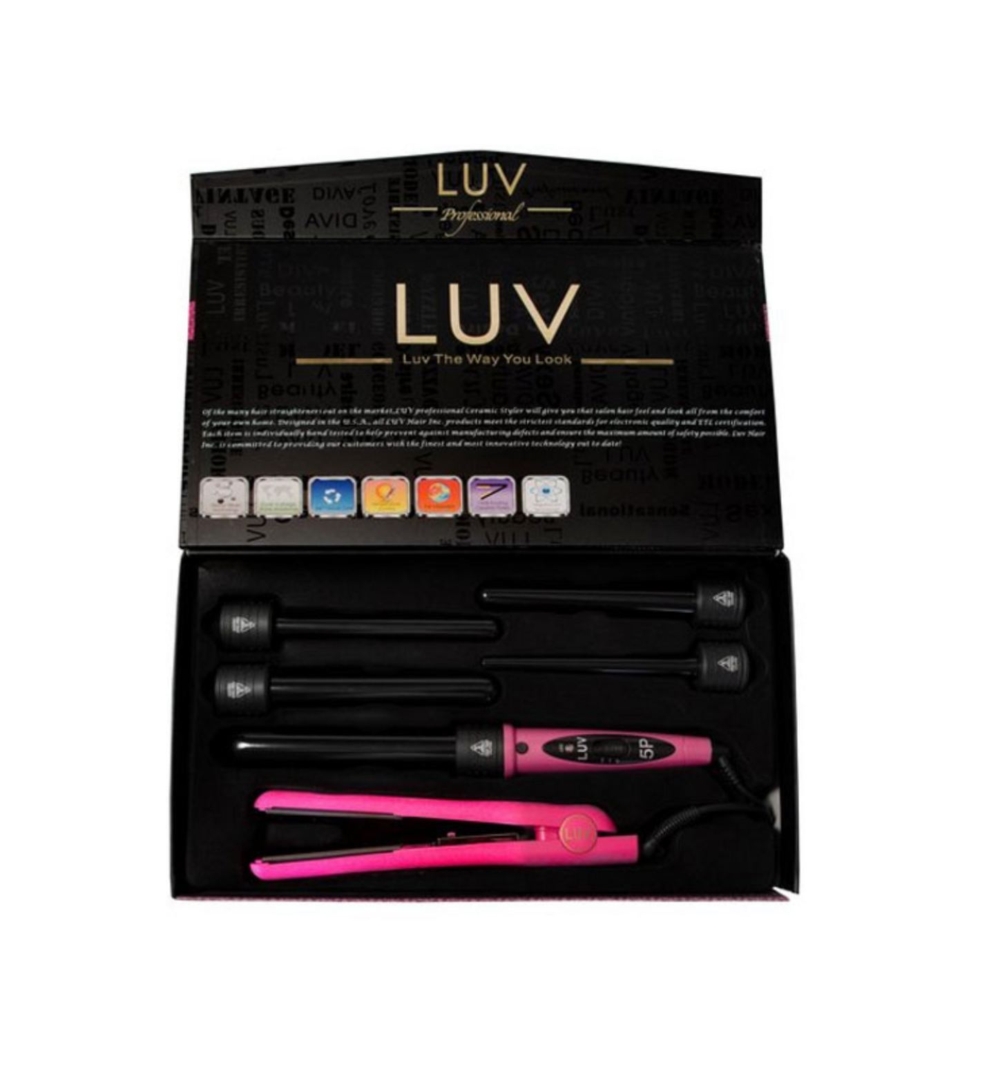 LUV Dazzling - Hot Pink curler and straightener (3PC)