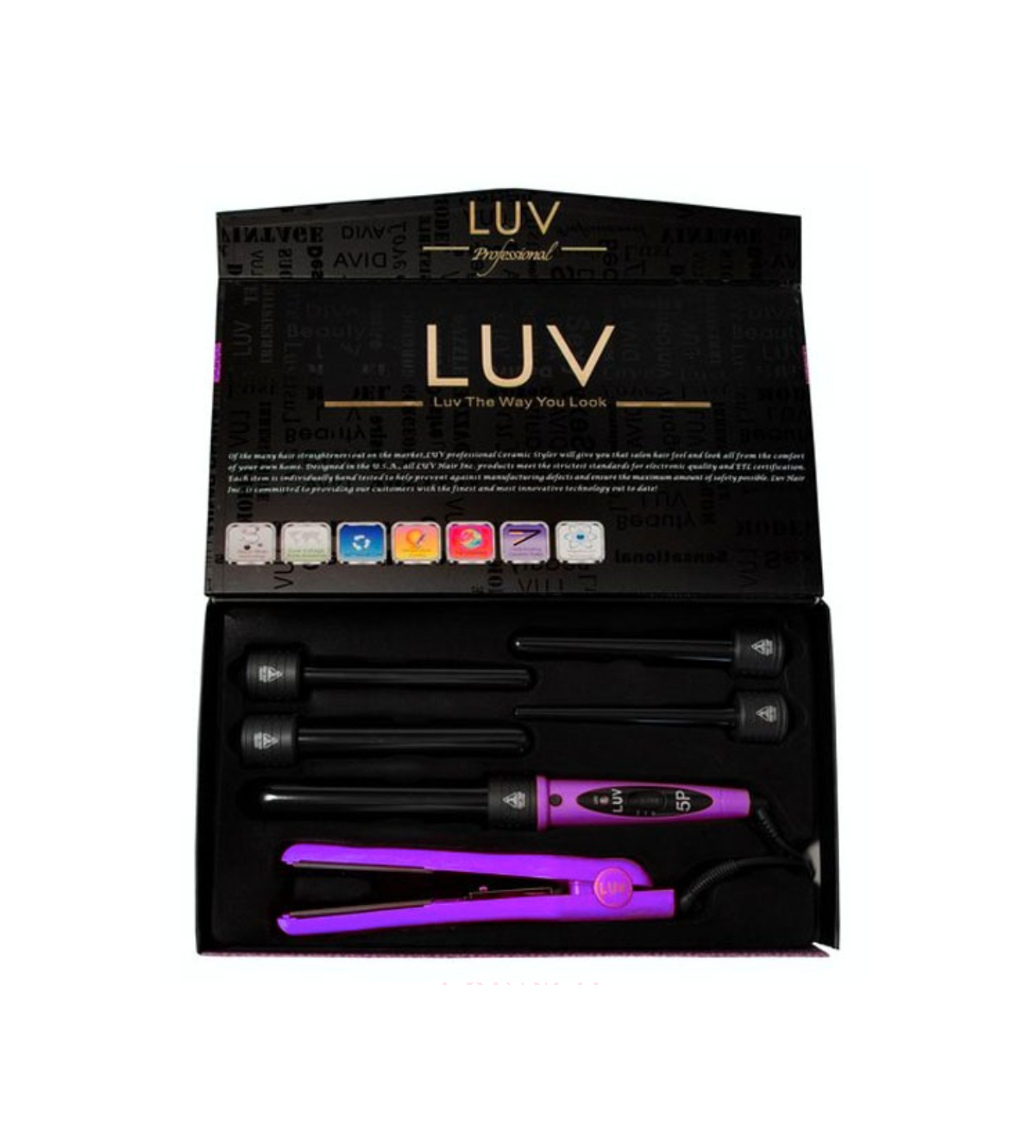 LUV Dazzling - Hot Purple curler and straightener (3PC)