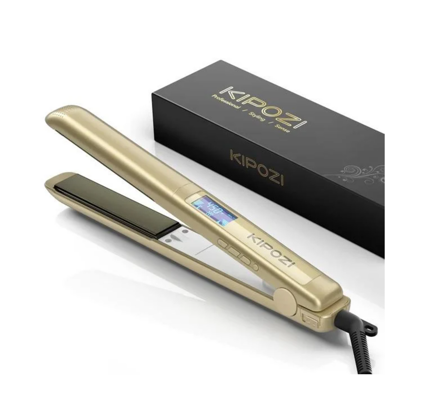 KIPOZI - Gold Professional ceramic ionic straightener titanium (3PC)