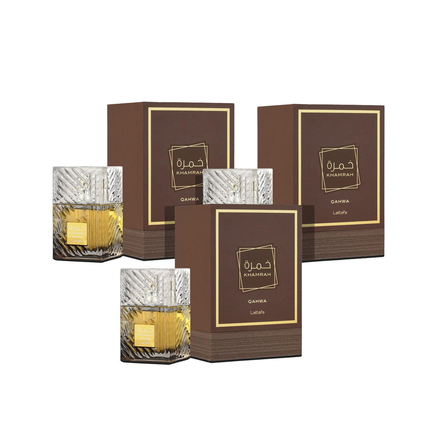 Lattafa Khamrah Qahwa 3.4 oz - Eau De Parfum Sp  (3pcs)