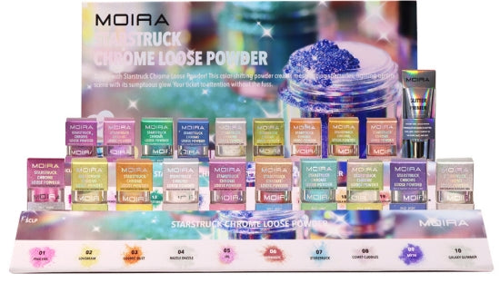 MOIRA DISPLAY STARSTRUCK CHROME LOOSE POWDER 120 PCS, 20 TESTER
