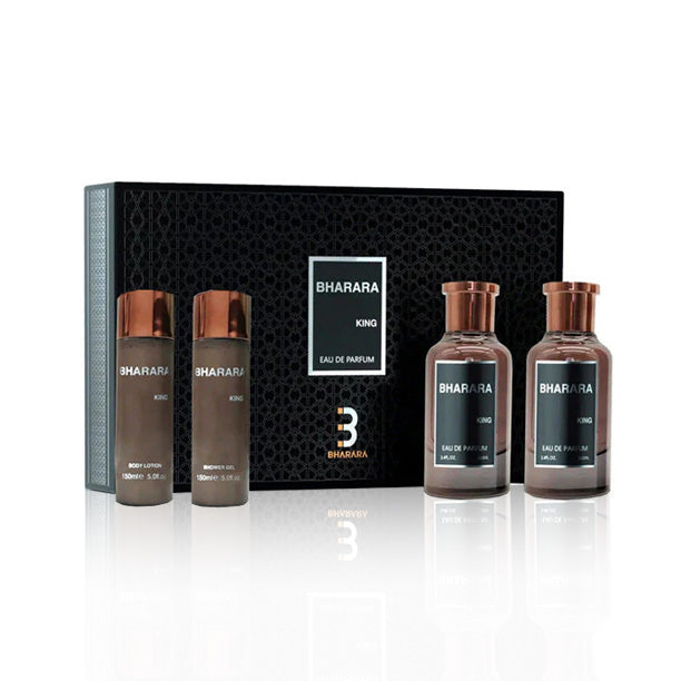 SET 4 PCS Bharara King (3.4oz EDP + 5oz SG + 3.4oz ASB + 5oz BL (3 Sets)
