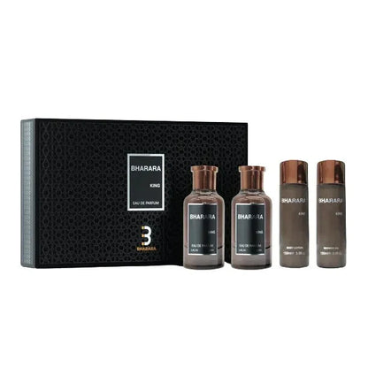 SET 4 PCS Bharara King (3.4oz EDP + 5oz SG + 3.4oz ASB + 5oz BL (3 Sets)