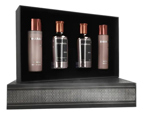 SET 4 PCS Bharara King (3.4oz EDP + 5oz SG + 3.4oz ASB + 5oz BL (3 Sets)